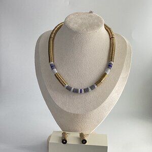 ✨ Mama Helen’s Hematite & Heishi Bead Set – Necklace & Earrings, avy Blue ✨